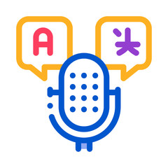 Poster - Microphone Voice Device Icon Thin Line Vector. Microphone Interpreter And Alphabet Letters In Quote Frame Color Symbol Illustration