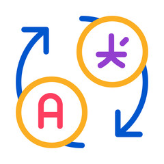 Poster - Language Translation Arrows Icon Thin Line Vector. Refresh Round Arrows And International Letters In Circle Color Symbol Illustration