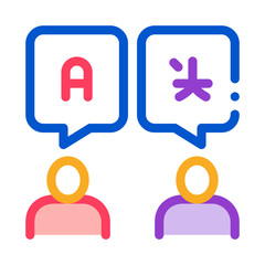 Aufkleber - Discuss Different Languages Icon Thin Line Vector. Human Speaking International Languages, Translator Color Symbol Illustration