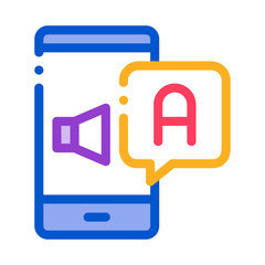 Aufkleber - Smartphone Translator App Icon Thin Line Vector. Dynamic On Smartphone Screen And Interpreter Application Color Symbol Illustration