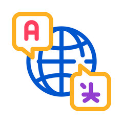 Aufkleber - World International Language Icon Thin Line Vector. Globe With Quote Frames And Different Country Speak Language Color Symbol Illustration
