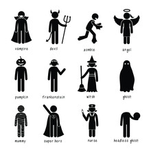 Stickman Monsters Halloween Vampire, Devil, Witch, Ghost
