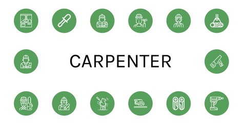 Poster - carpenter simple icons set