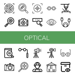 Sticker - optical simple icons set