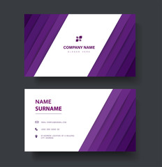 modern purple lines double sided business card template vector eps10