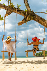 Wall Mural - Woman at the beach in Thailand