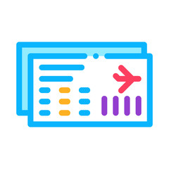 Poster - Airline Ticket Boarding Pass Icon Thin Line Vector. Flight And Seat Number On Ticket Concept Linear Pictogram. Air Transport Aircraft Color Symbol Illustration
