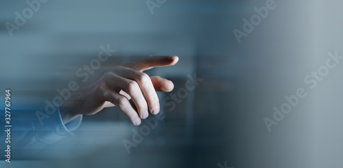 Cuadros en Lienzo business man presses on touch screen