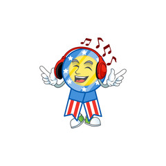 Poster - USA medal cartoon character design Listening music on a headset