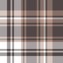 Brown White Plaid Pattern Vector Graphic. Tartan Check Plaid For Flannel Shirt, Blanket, Scarf, Throw, Duvet Cover, Upholstery, Or Other Modern Autumn Winter Fabric Design.