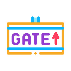 Poster - Gate Arrow Direction Tablet Icon Thin Line Vector. Airline And Airport Information Way Tablet Color Symbol Illustration