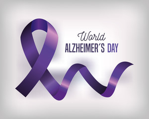 Canvas Print - world alzheimer day with purple ribbon vector illustration design