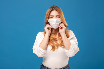 Woman wearing medical mask.