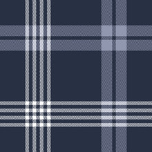 Plaid Pattern Seamless Vector Texture. Herringbone Tartan Check Plaid Background In Dark Blue, Purple Grey, And Whtie For Scarf, Blanket, Throw, Duvet Cover, Or Other Modern Textile Design.
