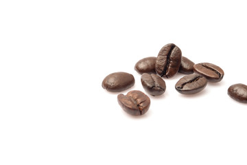 Poster - piled of coffee beans group roast dark brown textured isolated on white backgrounds