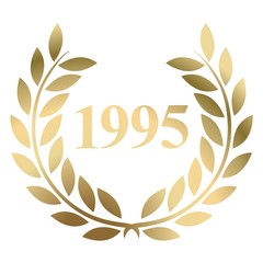 Wall Mural - year 1995 gold laurel wreath vector isolated on a white background