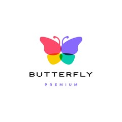 Poster - butterfly logo vector icon illustration overlap overlapping color style