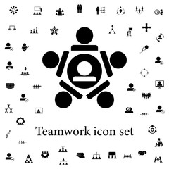 Sticker - mutual help of the team icon. Teamwork icons universal set for web and mobile