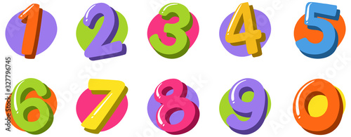 Fotomural Font design for number one to zero on white background
