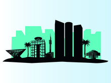 Vector Illustration Of The Brown City Skyline Of Tel Aviv