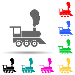 Poster - locomotive multi color style icon. Simple glyph, flat vector of transport icons for ui and ux, website or mobile application