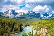 Morant's Curve, Famous Landscape With Railway. Banff National Park, Canada