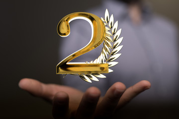 Second or two  Years award Digital number award Anniversary 3d.