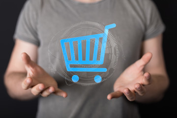 Aufkleber - Add To Cart Internet Web Store Buy Online E-Commerce concept.