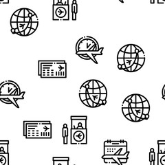 Poster - Airline And Airport Seamless Pattern Vector Thin Line. Illustrations