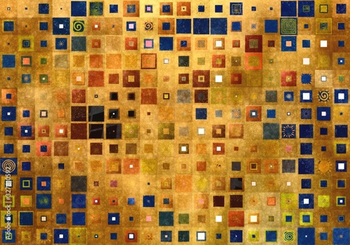 Dekoracja na wymiar  kolorowy-abstrakcyjny-wzor-szachowy-z-kwadratow-o-roznych-rozmiarach