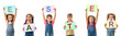 © producer - Happy cute kids holding colorful letters isolated on white background. children with words Easter.