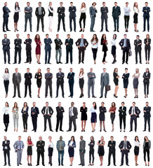 collage of young business people standing in a row.