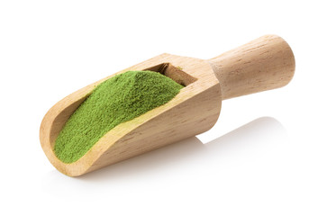 Canvas Print - matcha green tea powder in wood scoop