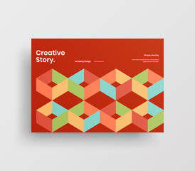 Creative business presentation vector A4 horizontal orientation front page mock up. Modern corporate report cover abstract geometric illustration design layout. Company identity brochure template.