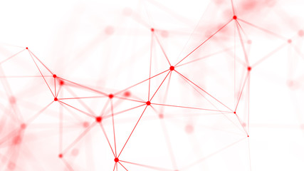 Poster - Polygonal white background with connecting dots and lines. Network connection structure. Plexus effect. 3d rendering.