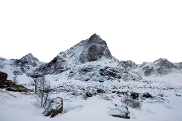 Wall Mural - snowy mountain range on winter at lofoten island