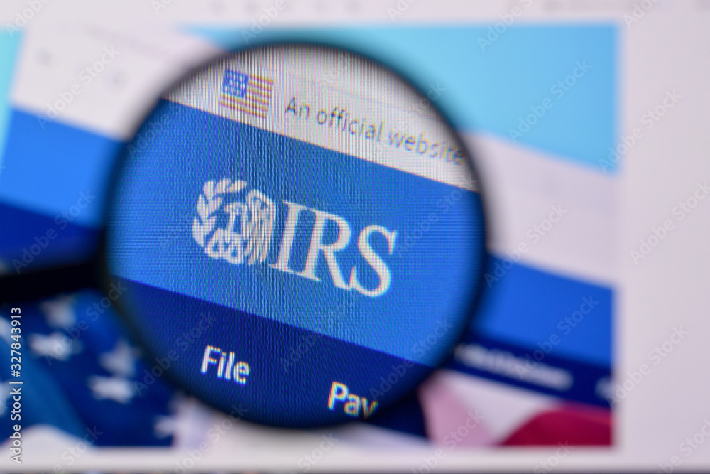 Homepage of internal revenue service website on the display of PC, url ...