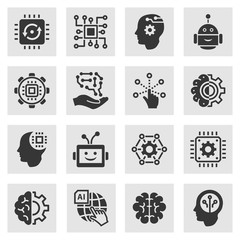Aufkleber - artificial intelligence icon set. illustrations isolated on white.