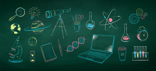 Wall Mural - illustration collection of science objects
