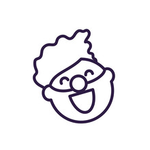 Cartoon Man With Clown Nose, Line Style Icon