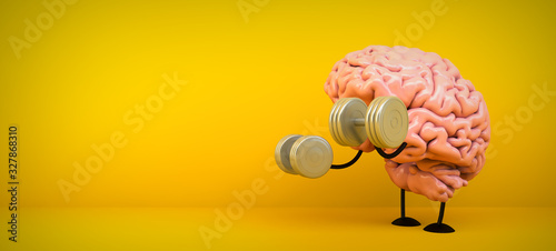 Fotomural brain training on yellow background