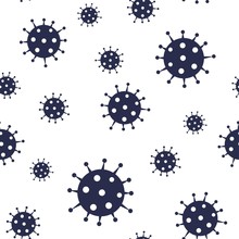 MERS-Cov (Middle East Respiratory Coronavirus Syndrome), 2019-nCoV. Seamless Pattern With Simple Black Virus Sign
