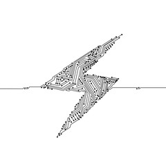 Fototapete - Vector : Electronic circuit inside lighting symbol on white background