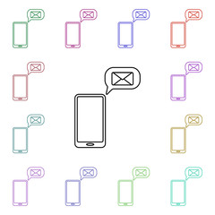 Poster - Inbox in smart phone multi color style icon. Simple thin line, outline vector of sosial media network icons for ui and ux, website or mobile application