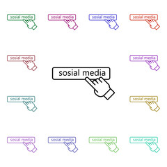 Poster - Social media and finger multi color style icon. Simple thin line, outline vector of sosial media network icons for ui and ux, website or mobile application