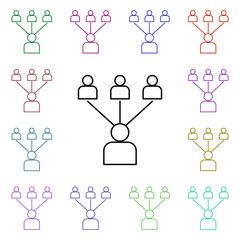 Poster - Connection the people multi color style icon. Simple thin line, outline vector of sosial media network icons for ui and ux, website or mobile application