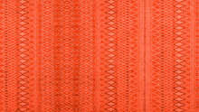 Geometric Fire Red Woven Cotton Textile With Diamond Rhombus Pattern Texture Background