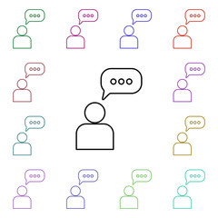Poster - Communication bobble multi color style icon. Simple thin line, outline vector of sosial media network icons for ui and ux, website or mobile application