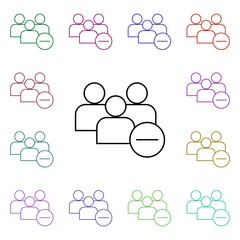 Poster - Remove group of contacts multi color style icon. Simple thin line, outline vector of sosial media network icons for ui and ux, website or mobile application