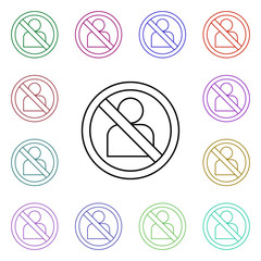 Poster - No contacts multi color style icon. Simple thin line, outline vector of sosial media network icons for ui and ux, website or mobile application